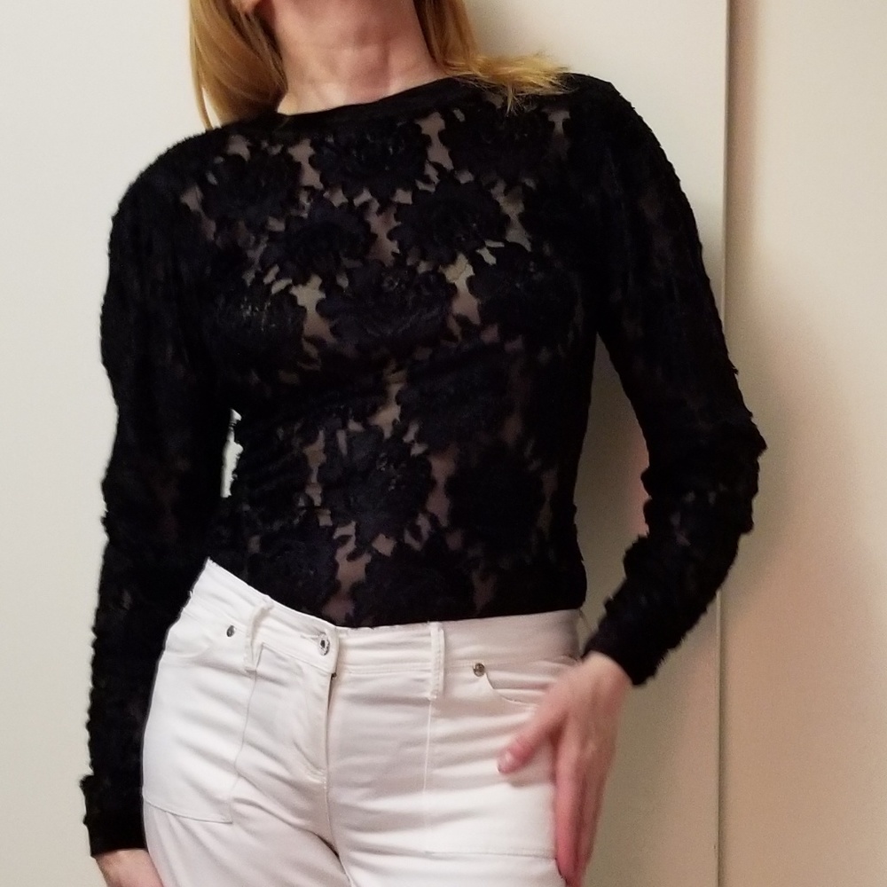HP! Black on Black Burn-Out Bodysuit Sz S